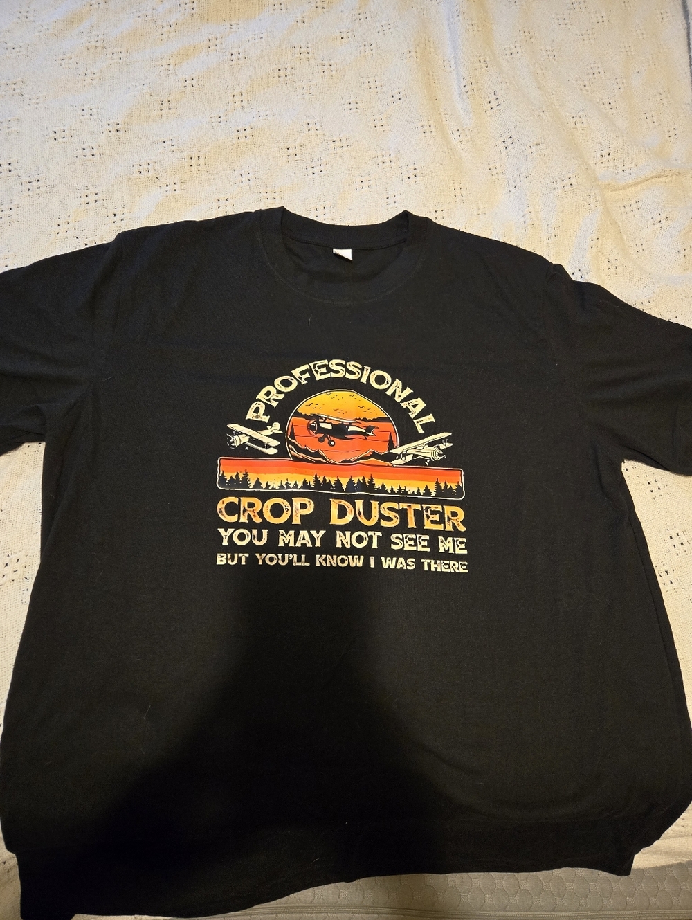 Black 'Professional Crop Duster' Graphic T-Shirt XL